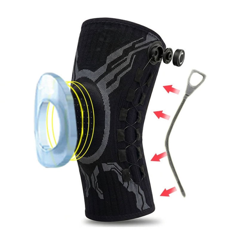 DialFit knee brace black with dial, silicone ring and side spring